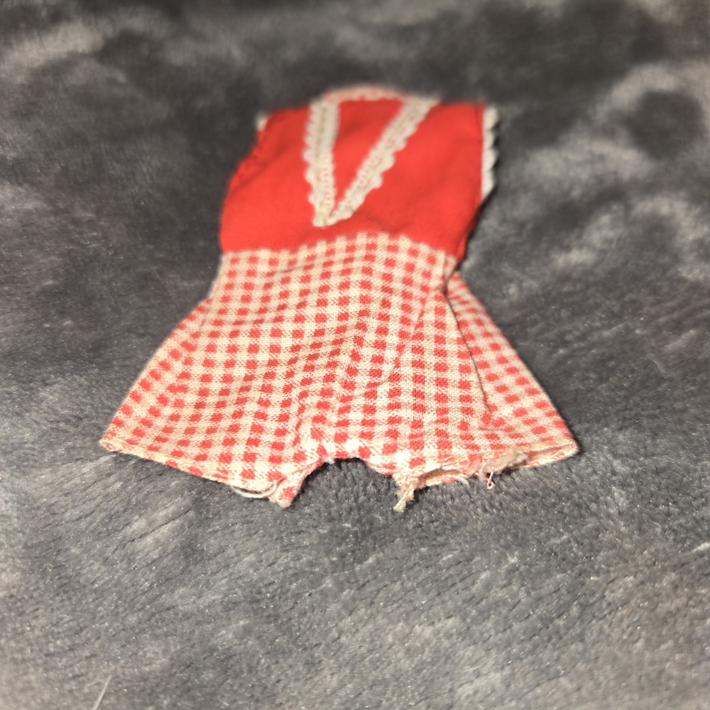 Red and White Doll Dress with Lace Trim - Picture 2 of 6